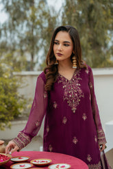 3 Piece Chiffon Embroidered Suit (FL0009)